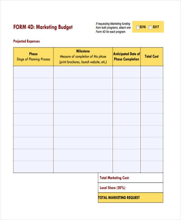 marketing budget form free