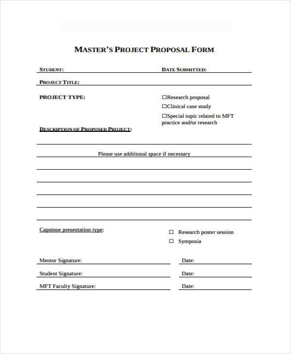 masters project proposal form