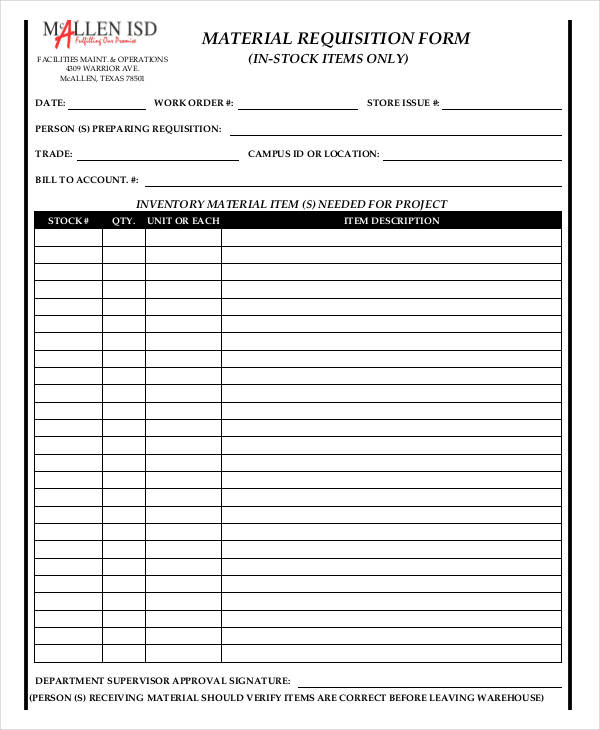 material requisition form in pdf