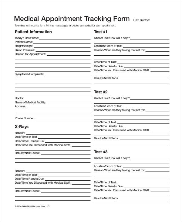 medical appointment tracking form1
