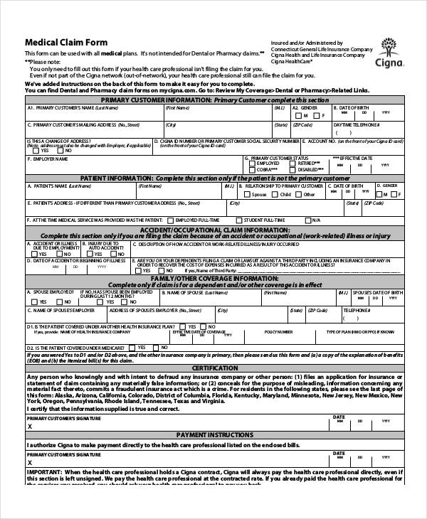 medical claim form in pdf