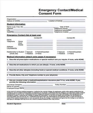32+ Emergency Contact Form Example