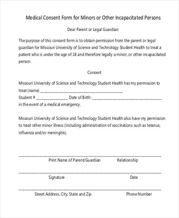medical consent form for minor