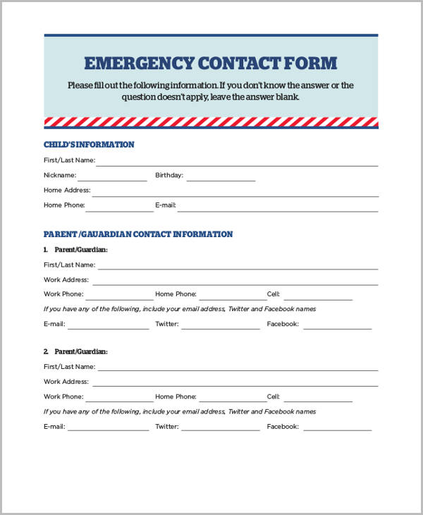 Free 21 Sample Emergency Release Forms In Pdf Ms Word 