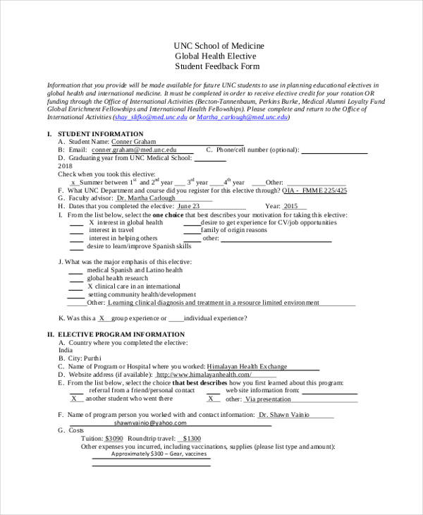 medical equipment student feedback form1