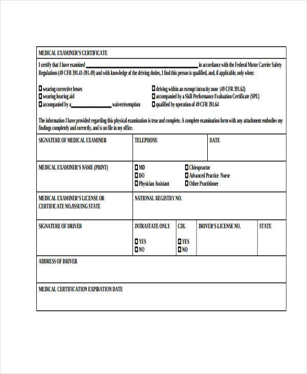 medical examiner certification form1