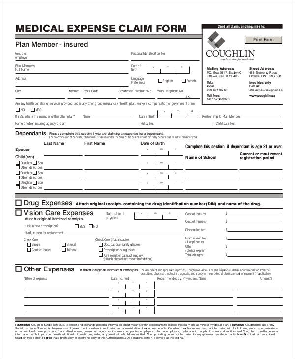 medical expense claim form4