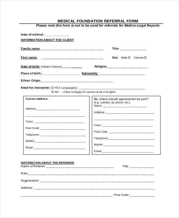 medical foundation referral form