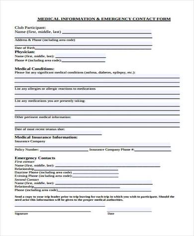 32+ Emergency Contact Form Example