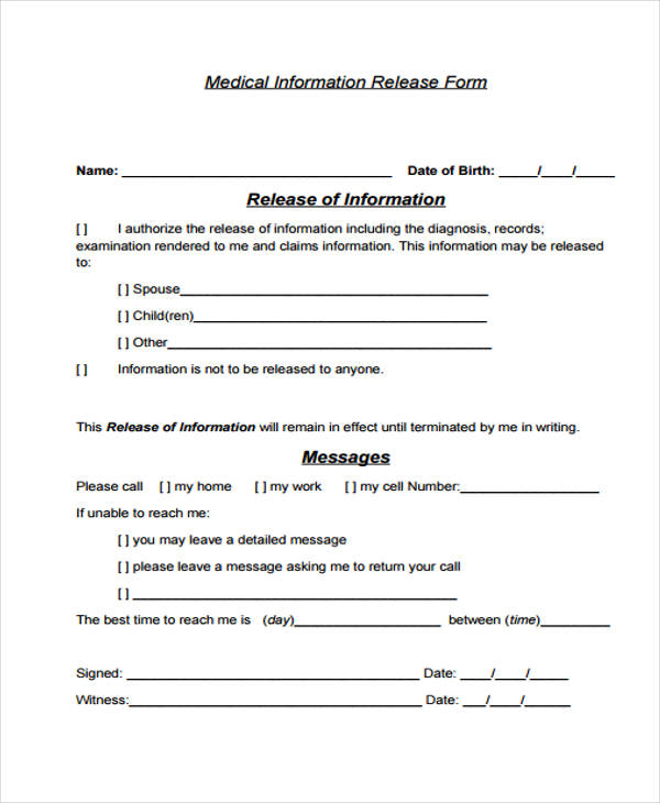 FREE 27 Patient Release Form Samples PDF MS Word Google Docs