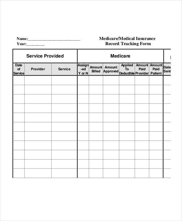 medical insurance tracking form