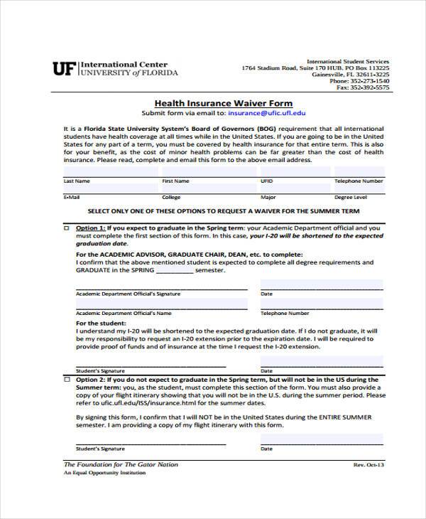 medical insurance waiver form1