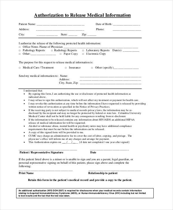 medical release authorization form1