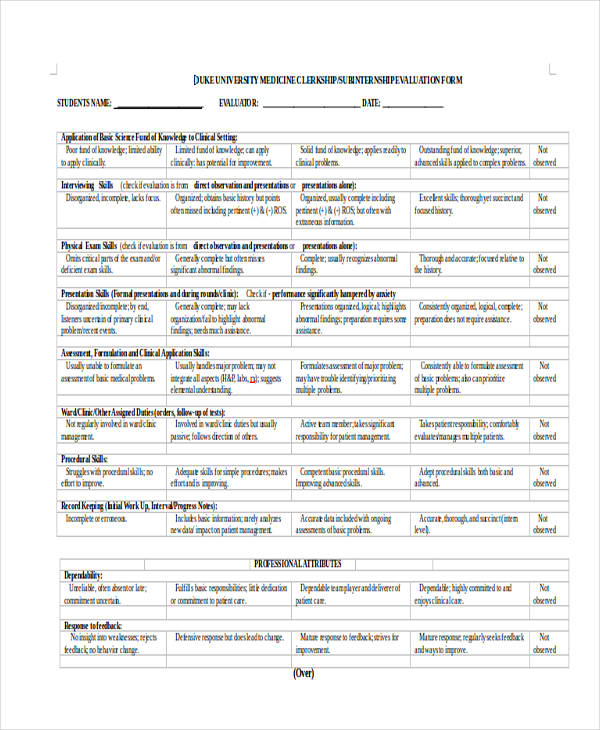 FREE 27+ Student Evaluation Forms in MS Word