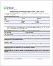 medicare privacy complaint form sample