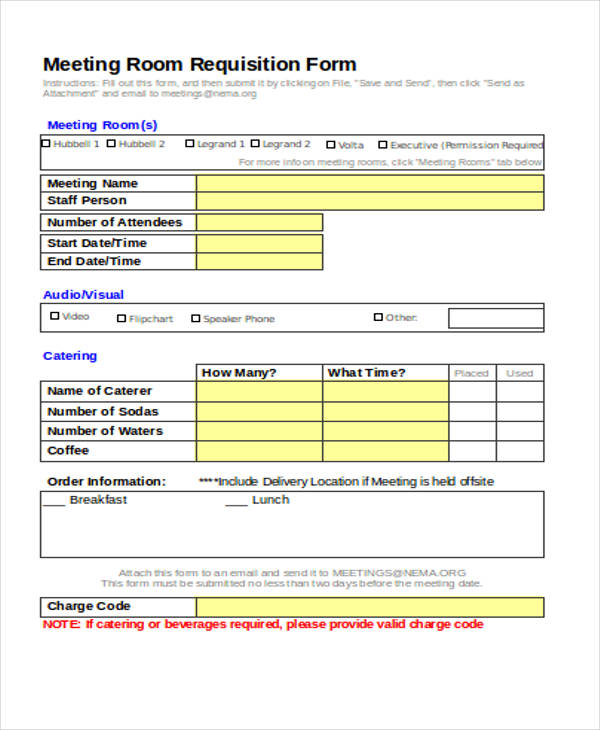 meeting room requisition form