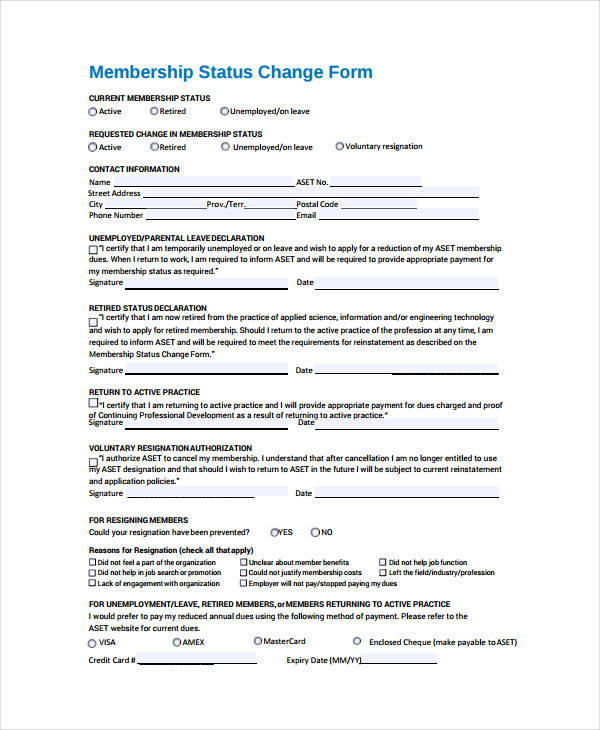 membership status change form1