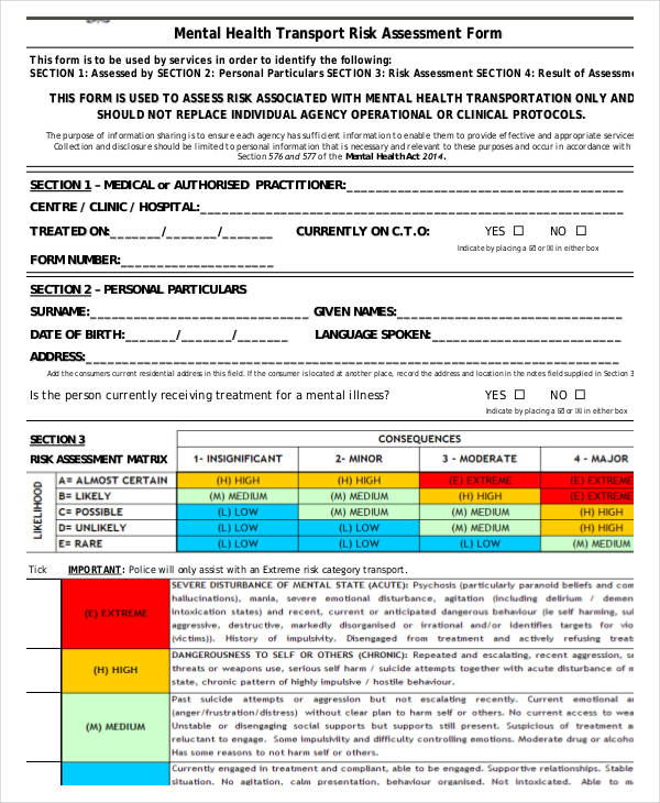 Health Risk Assessment Form Download Printable Pdf Templateroller