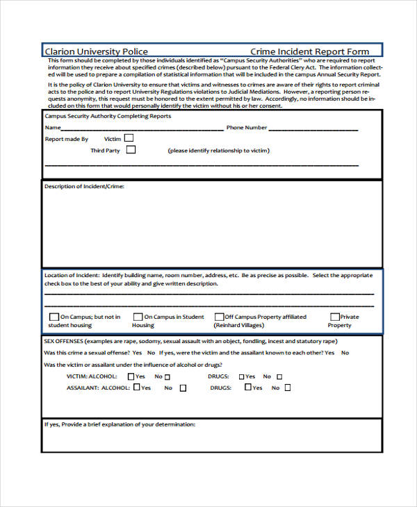 military police incident report form