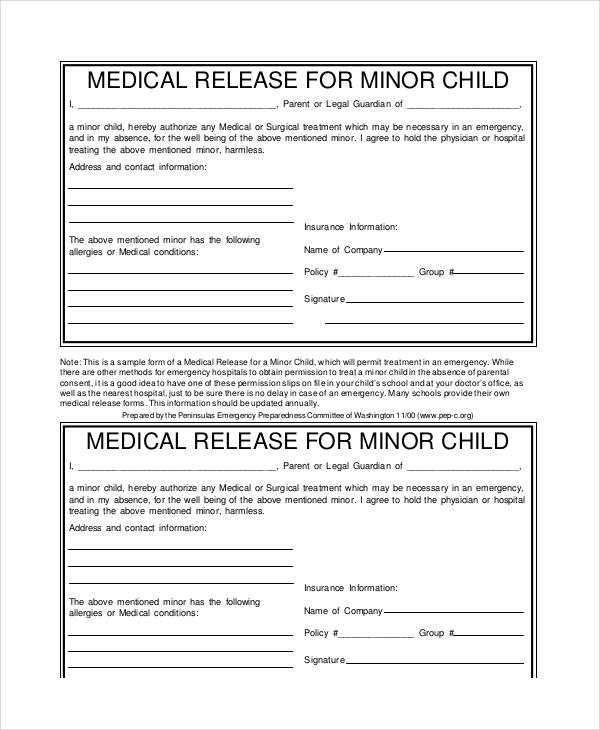 FREE 27 Printable Medical Release Forms In PDF Excel MS Word