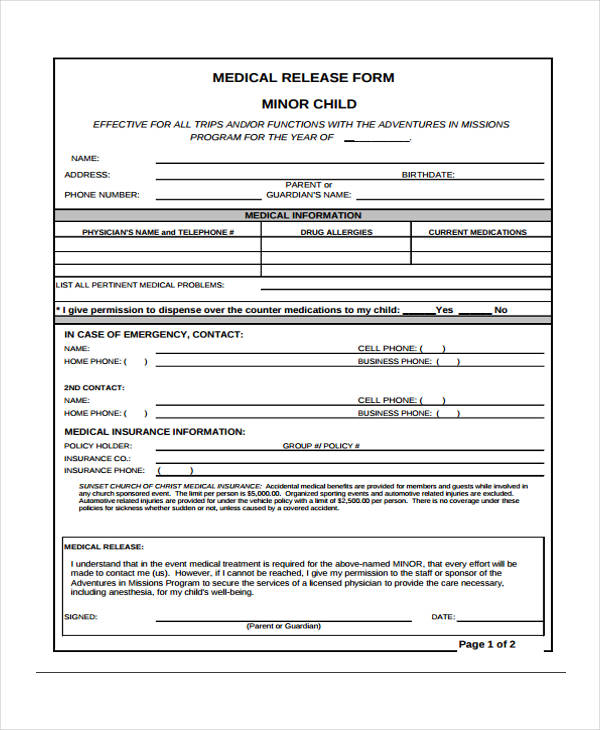 minor child medical release form4