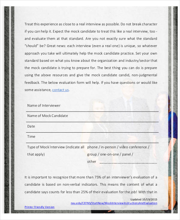 Mock Interview Feedback Form.pdf FREE 31+ Interview Evaluation Form Samples, PDF, MS Word, Google Docs ...