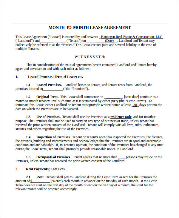 month to month lease agreement1