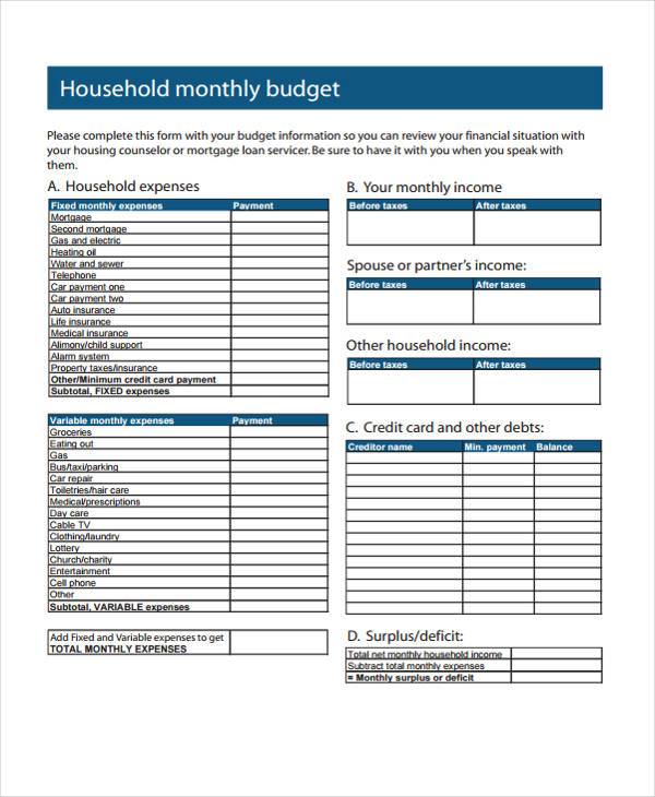 monthly household budget form1