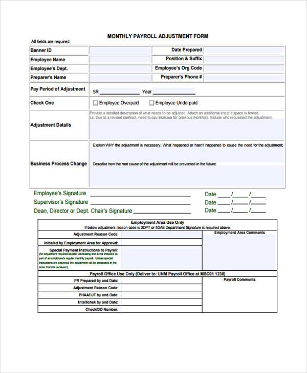 FREE 42+ Sample Payroll Forms in PDF | Excel | MS Word