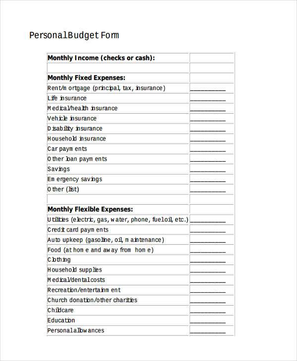monthly personal budget form1