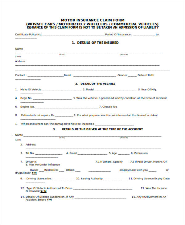 FREE 31 Claim Forms In MS Word