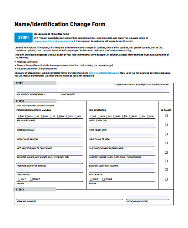 FREE 32+ Change Forms in PDF | MS Word | Excel