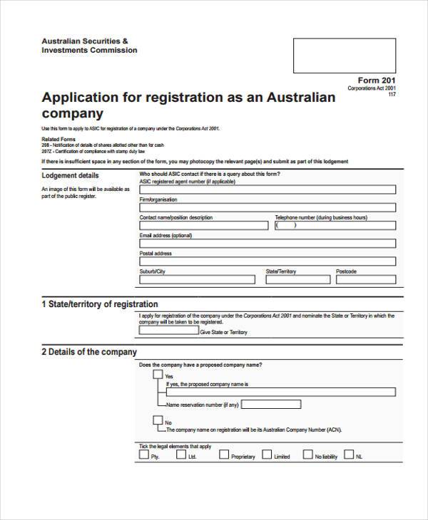 Company Registration Form Sample Forms Vrogue