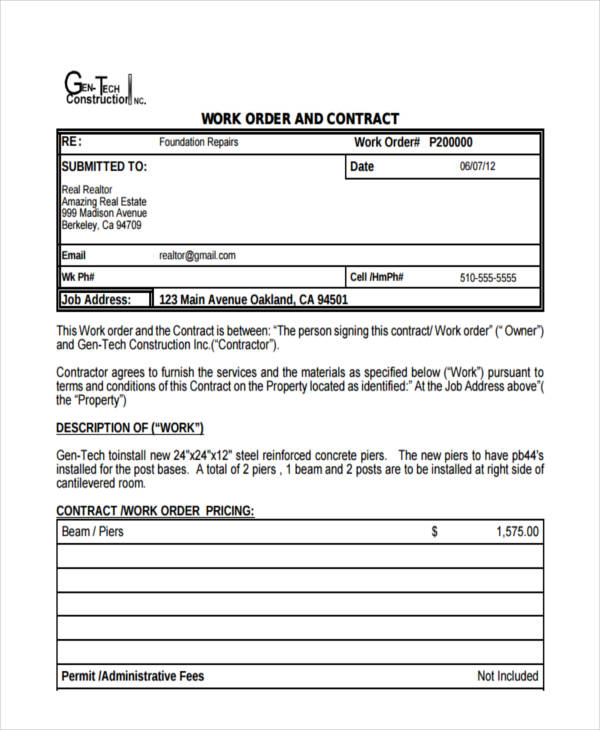 new construction work order form