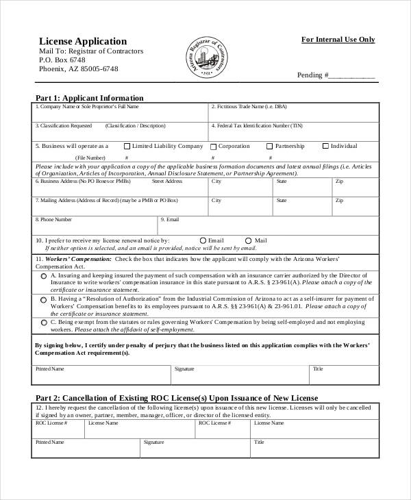 new contractor application form