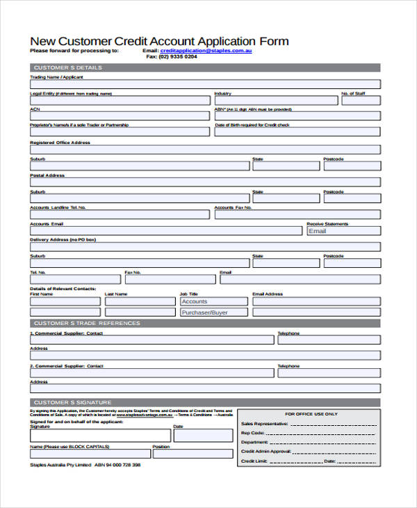 new customer credit account application form2