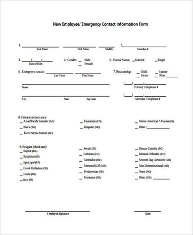 32+ Emergency Contact Form Example