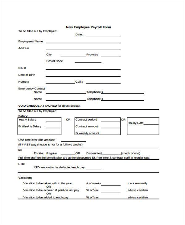 new employee payroll form