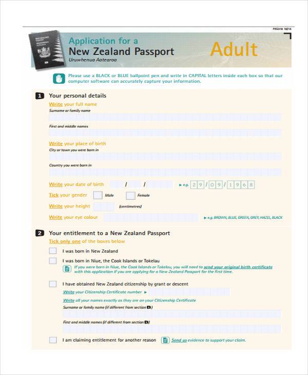 Tongan Passport Application Form Nz Printable Form 20 8816