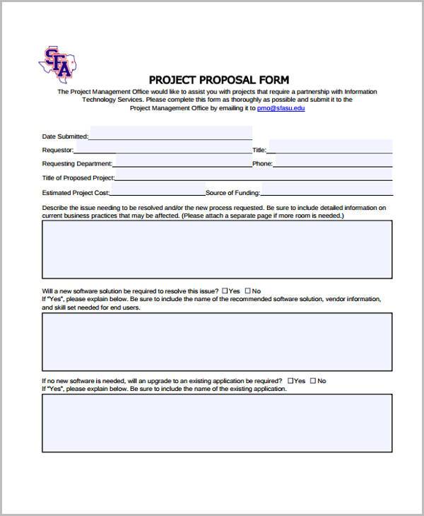 new project proposal form