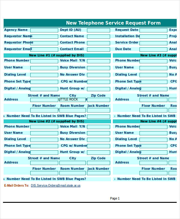 new telephone service request form1