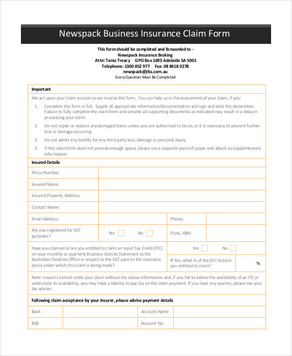 news pack business insurance form