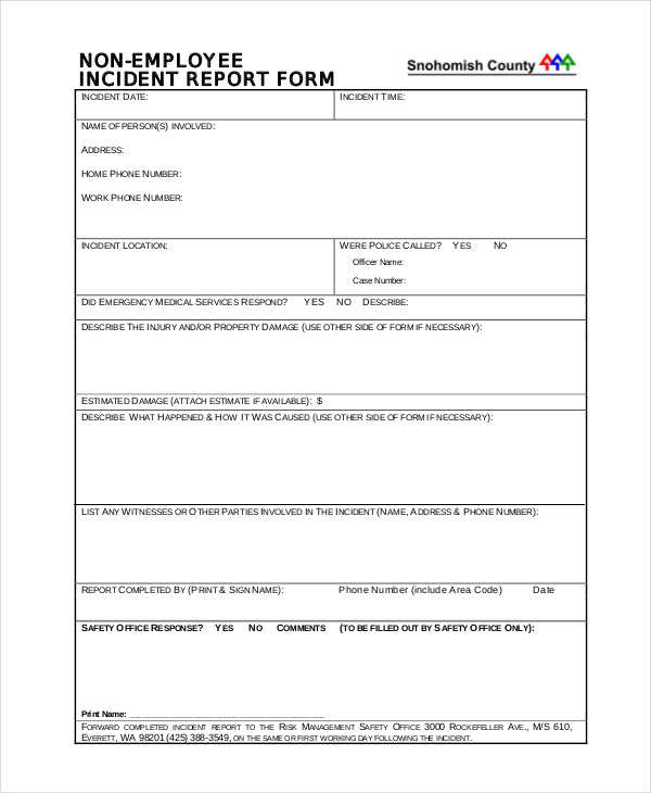 non employee incident report form