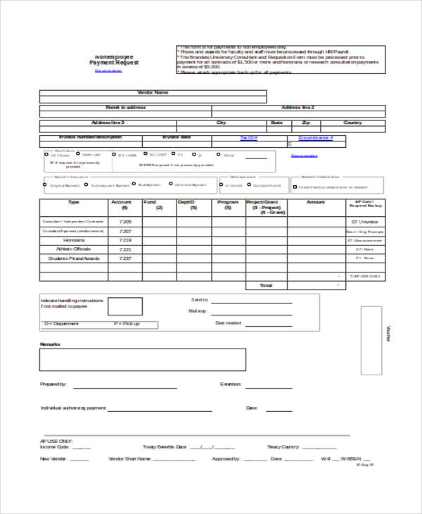 non employee payment request form