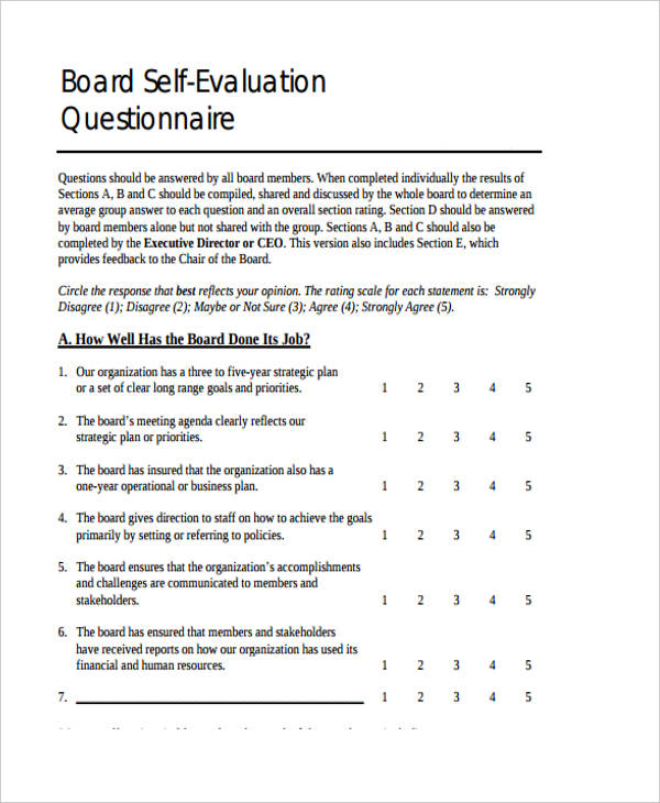 Nonprofit Board Evaluation Template