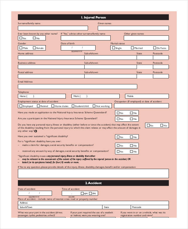 notice of accident claim form