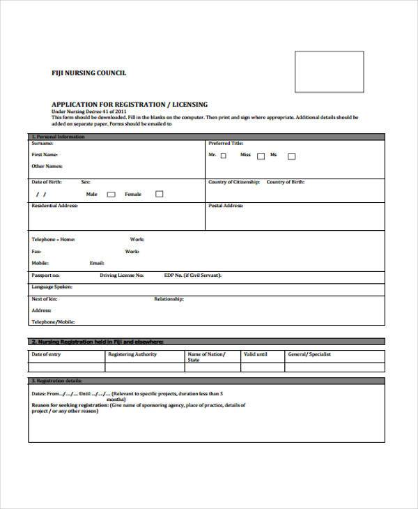 FREE 11+ Nursing Registration Forms in PDF MS Word