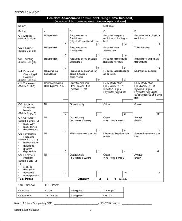 FREE 22+ Nursing Assessment Form Samples, PDF, MS Word, Google Docs