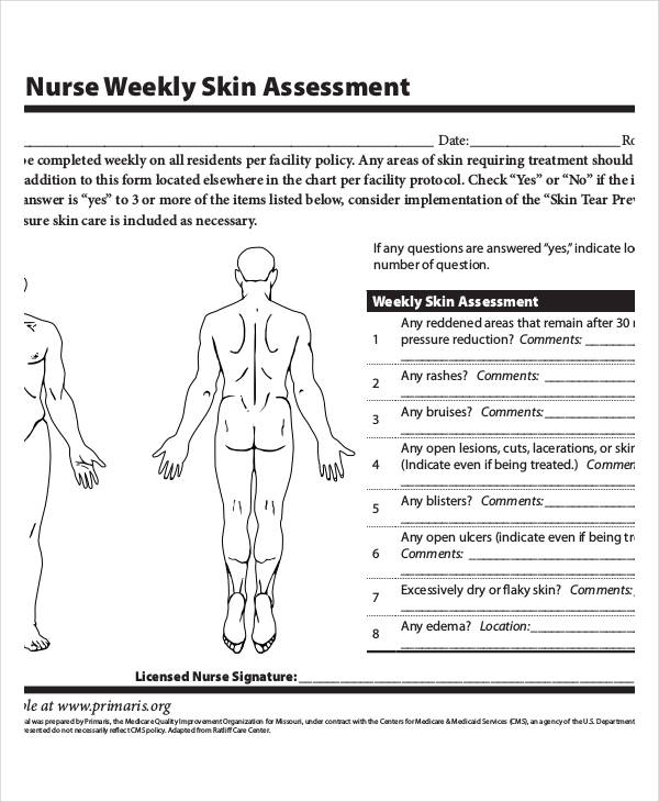 Weekly Skin Report Form FREE 22+ Nursing Assessment Form Samples, PDF, MS Word, Google Docs