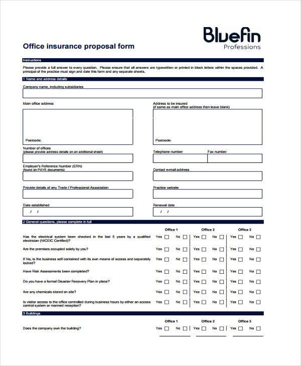 office insurance proposal form